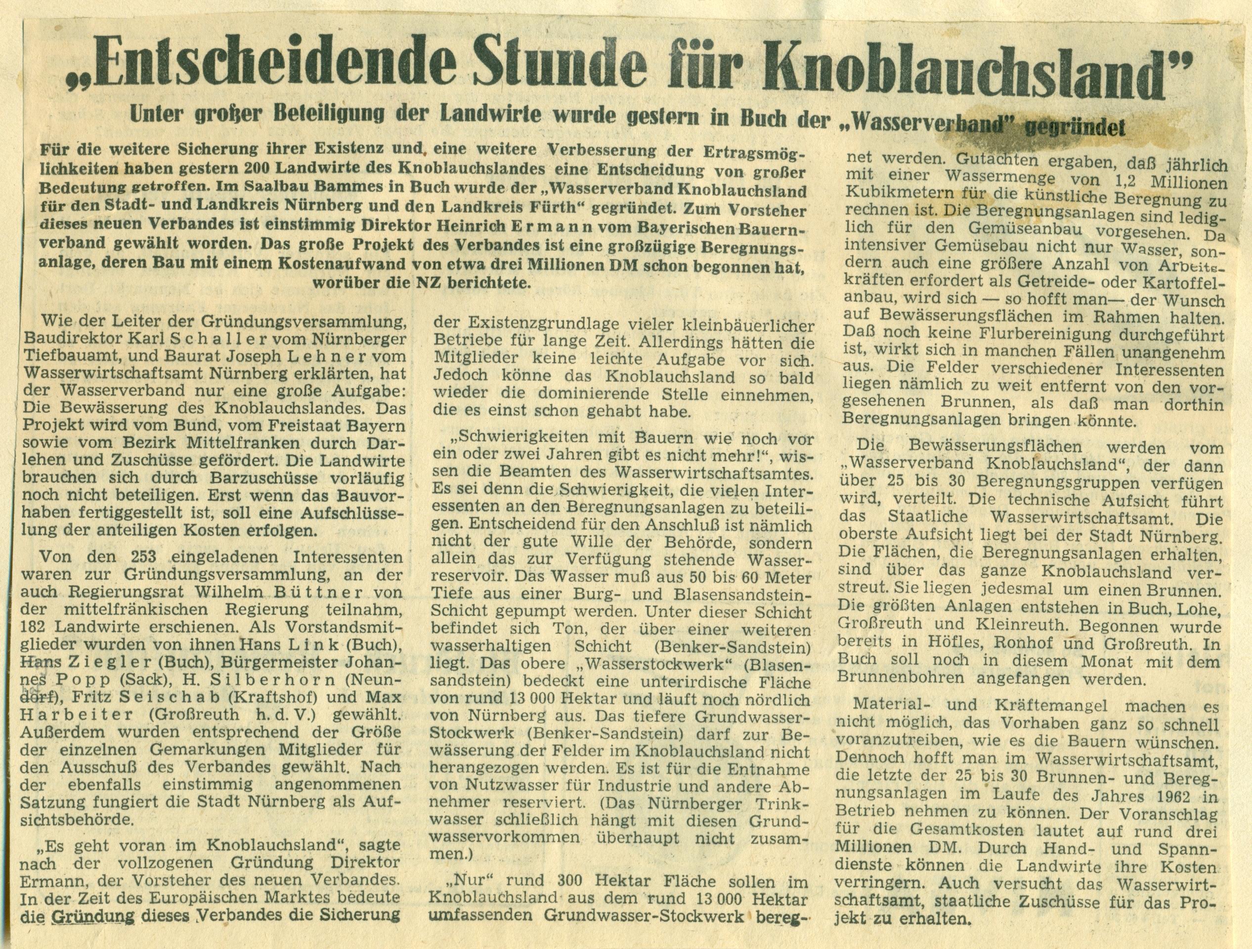 Staatsbesuch im Knoblauchsland 1960 zur Bewässerung und Flurbereinigung