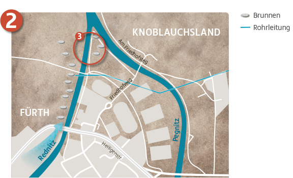 Brunnenfassung im Fürther Wiesengrund und Weiterleitung in das Knoblauchsland